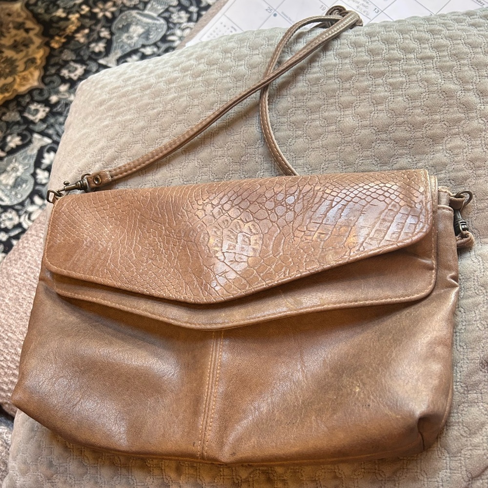 Tan Shoulder Bag with Classic Textured Design